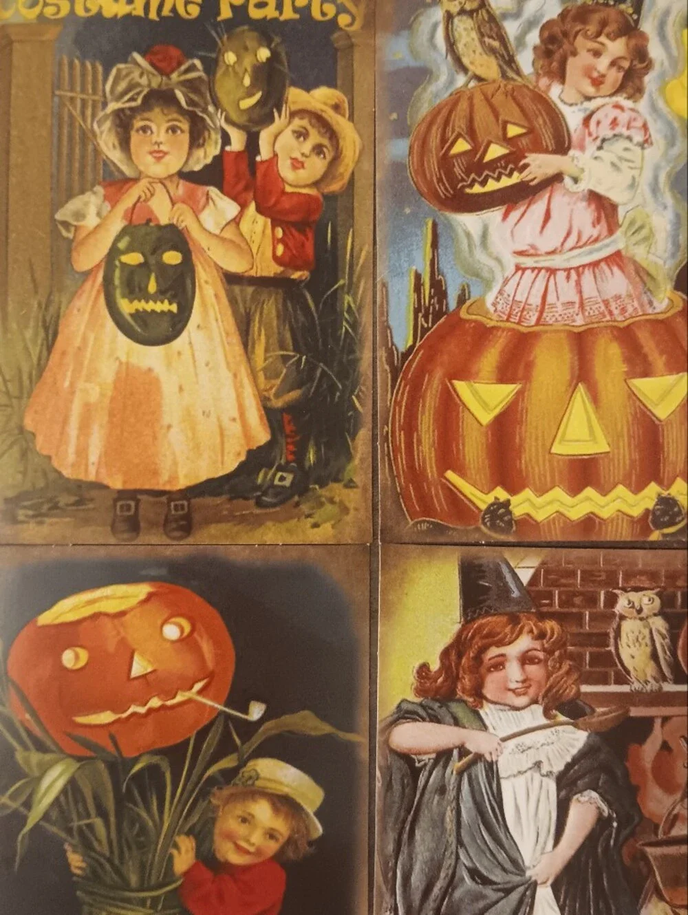 Halloween Postcard Lot Of 6, Vintage Inspired Art 4x6, Pumpkin Witchy Note Cards